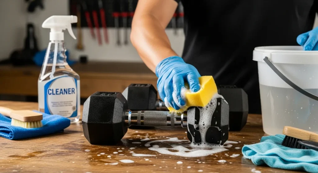 how to clean dumbbells