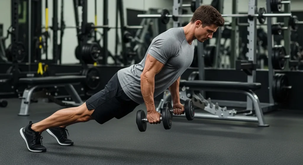 bent-over rows with dumbbells