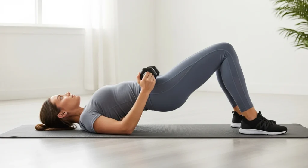 dumbbell glute bridges