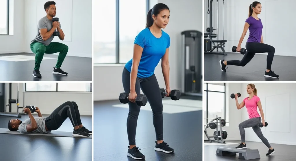 glute exercises with dumbbells