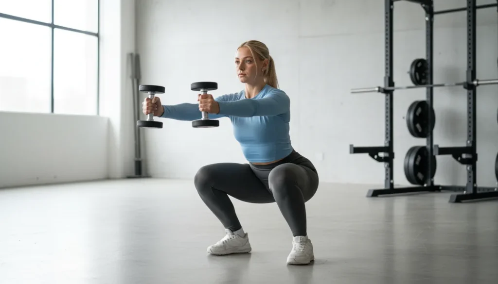 best place to hold dumbbells when squatting