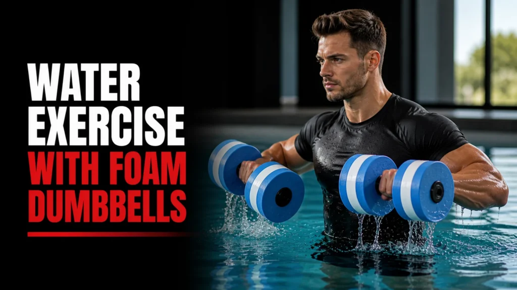 water exercise with foam dumbbells